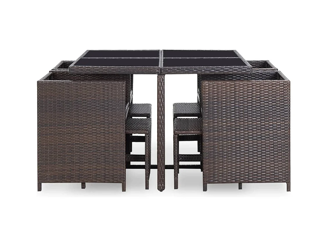 Chenoa  9-delige Tuinset met kussens poly rattan bruin