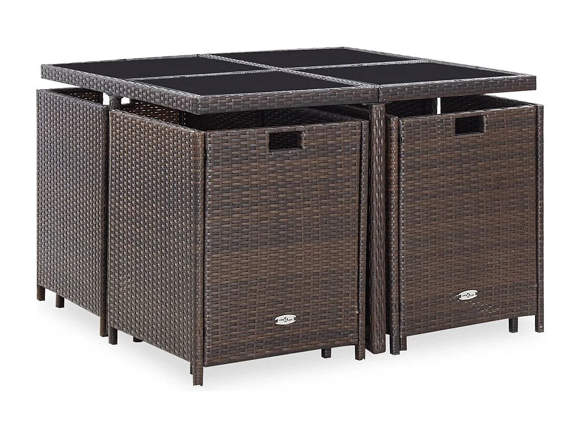 Chenoa  Ensemble à manger d'extérieur avec coussins 9pcs Résine tressée