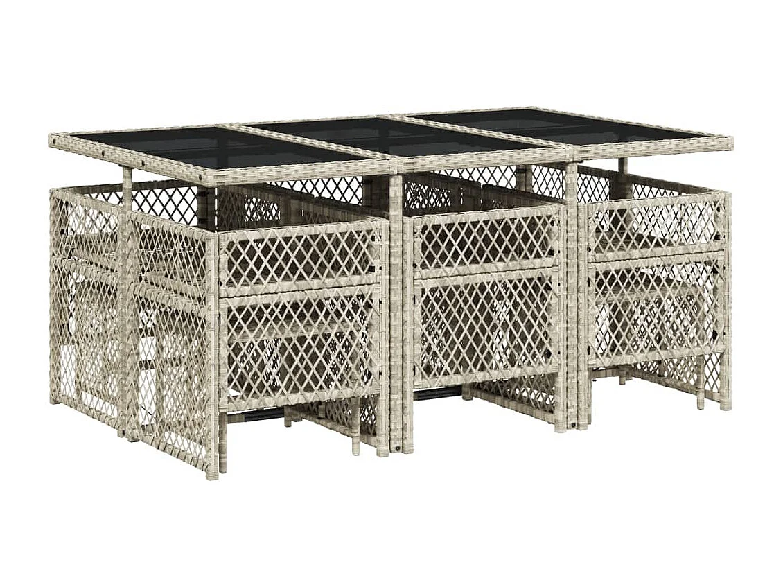 Lubbeek  11-delige Tuinset met kussens poly rattan lichtgrijs