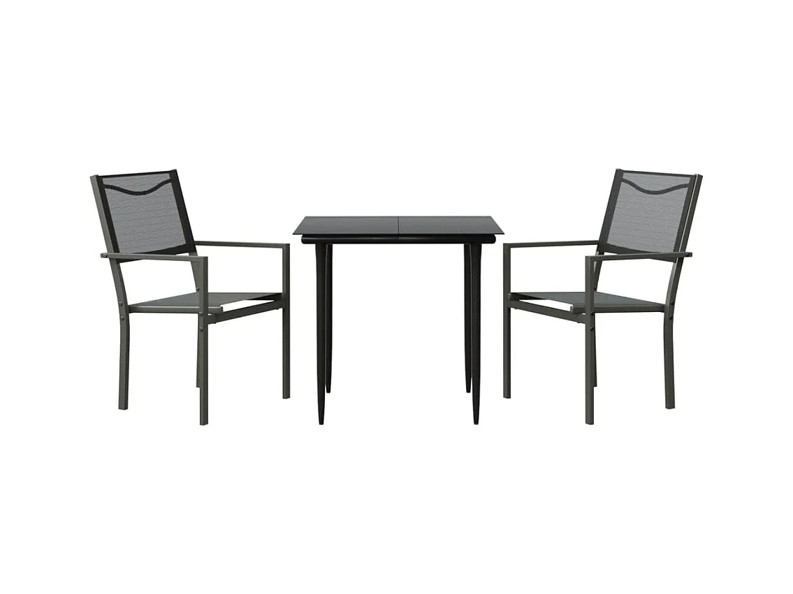 Wernar  Ensemble à manger de jardin 3 pcs noir textilène et acier