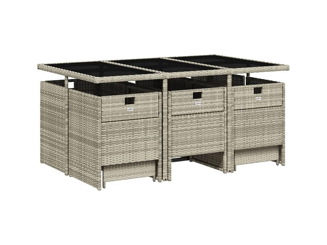 Steno  Ensemble à manger de jardin 11pcs avec coussins gris poly rotin