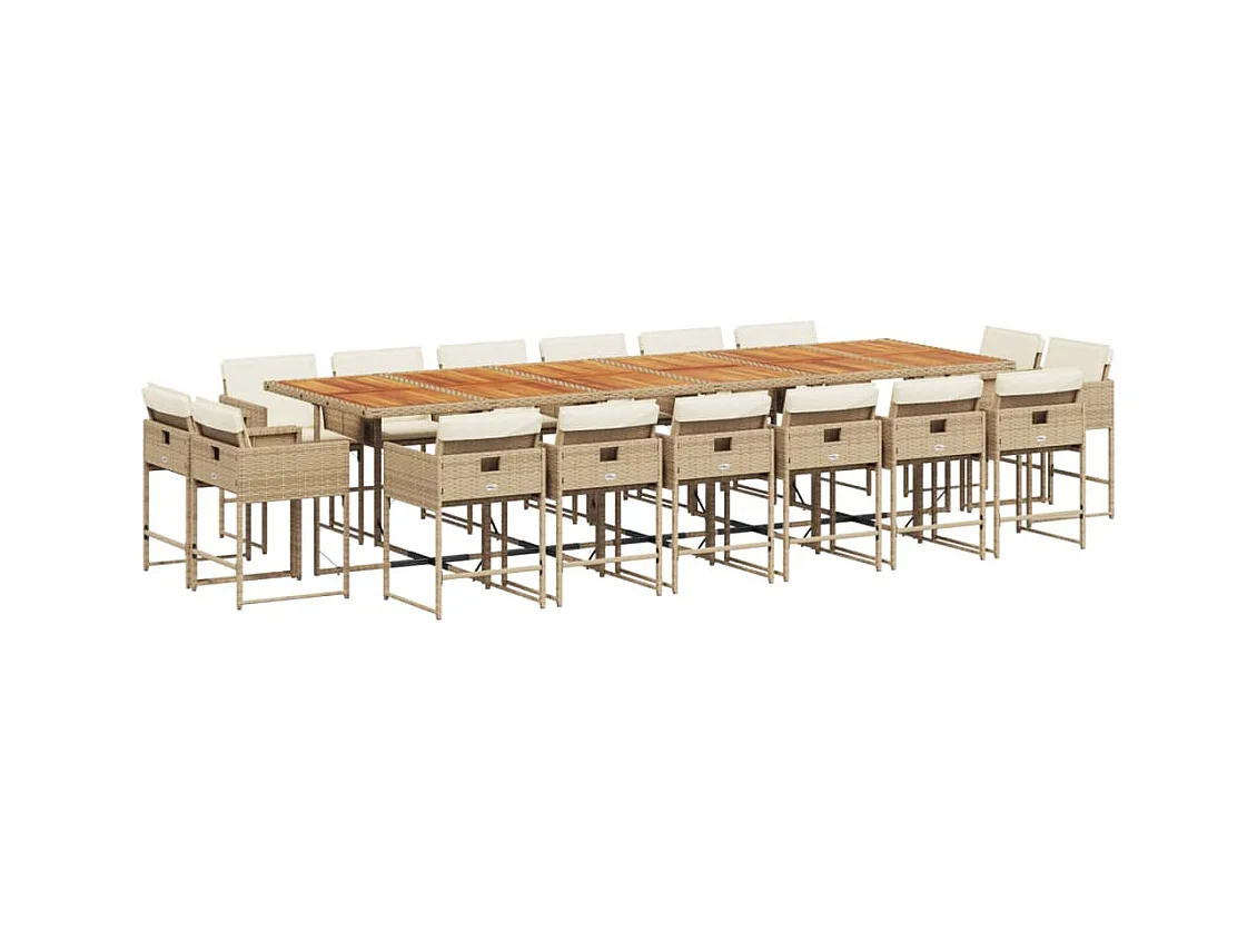 Brienne  Ensemble à manger de jardin et coussins 17 pcs beige