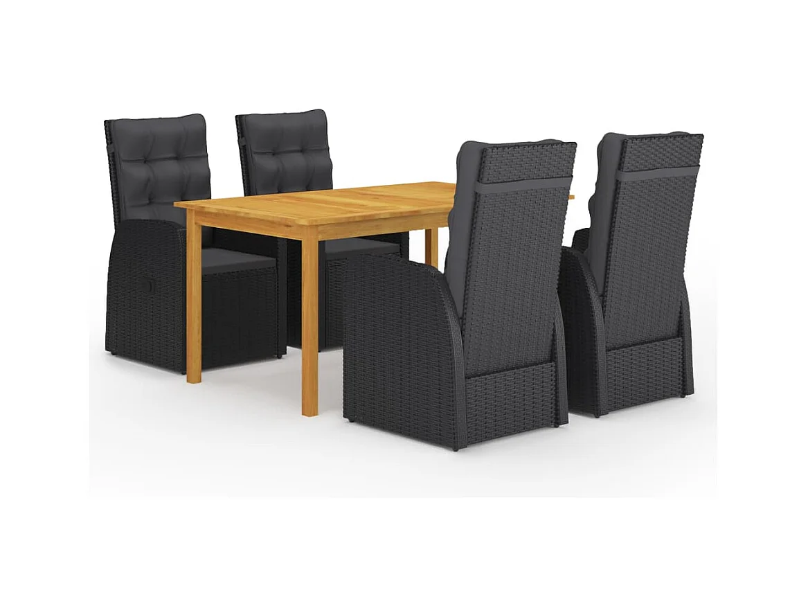 Qalren  Juego de comedor para jardín 5 piezas negro