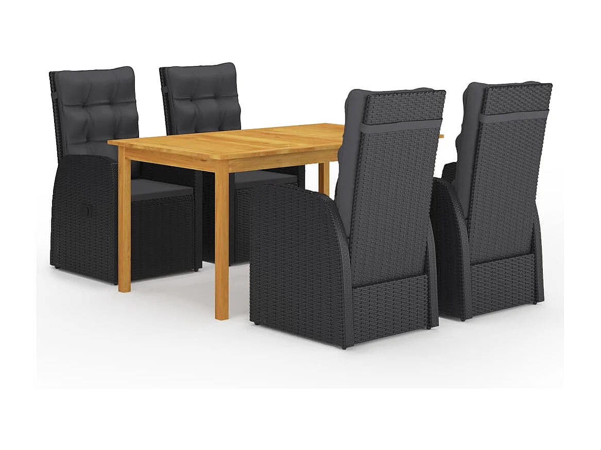 Qalren  Ensemble à manger de jardin 5 pcs Noir