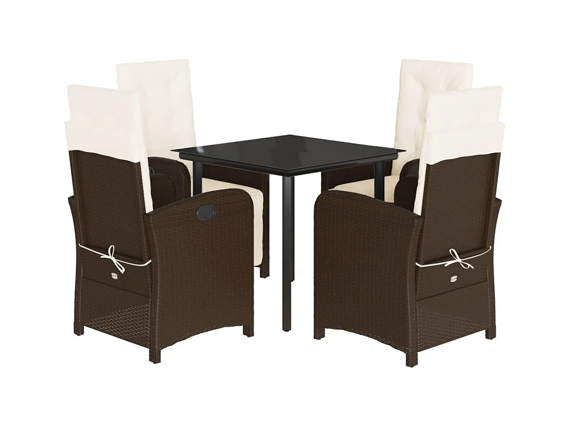 Effingham  5-delige Tuinset met kussens poly rattan bruin