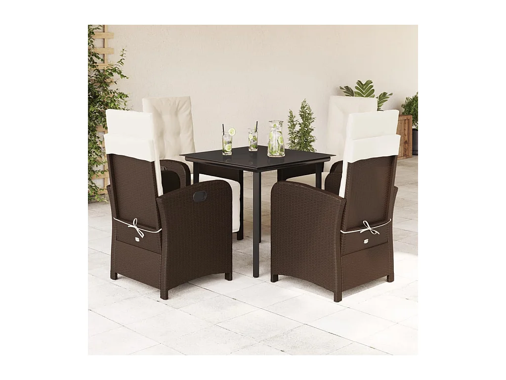 Effingham  5-delige Tuinset met kussens poly rattan bruin