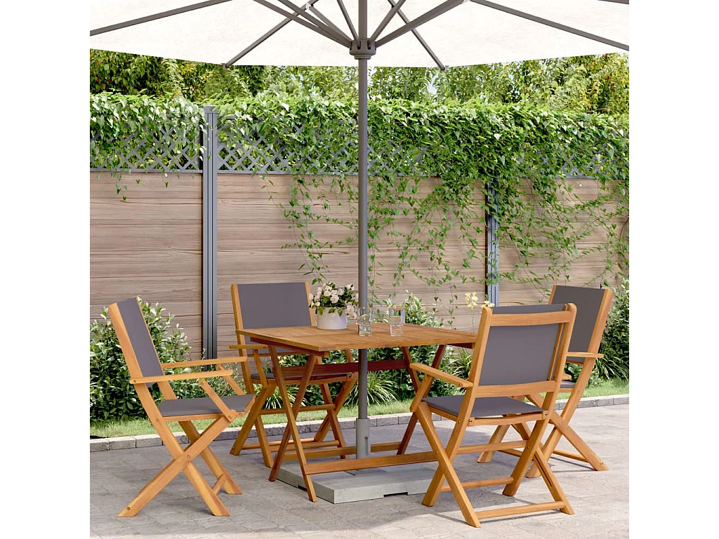 China Grove  Ensemble à manger de jardin 5 pcs anthracite tissu bois massif