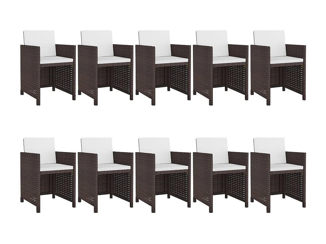 Kyllar  Set comedor de jardín 11 pzas y cojines ratán sintético marrón