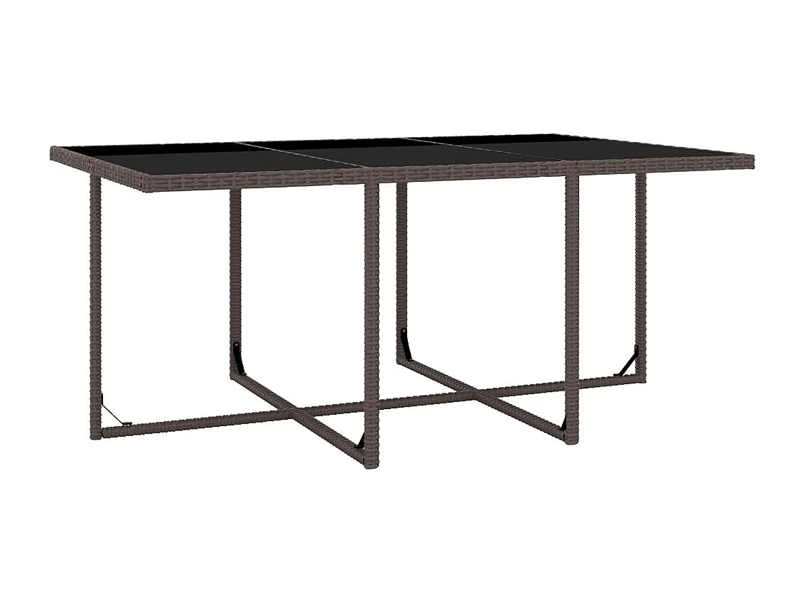 Kyllar  Set comedor de jardín 11 pzas y cojines ratán sintético marrón