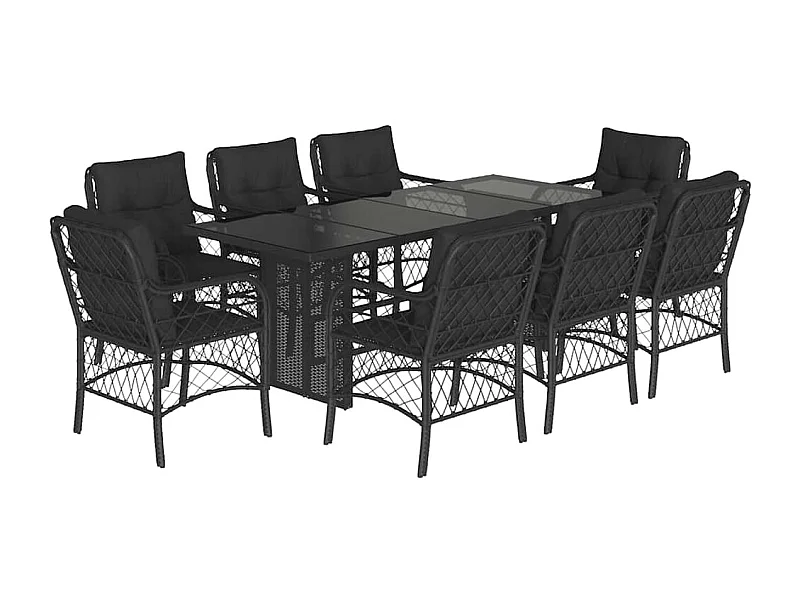 Fort Bragg  9-delige Tuinset poly rattan zwart