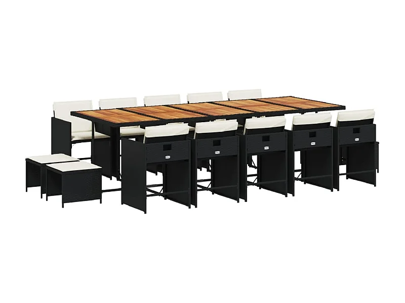 Enfield  Ensemble à manger de jardin 15 pcs coussins noir résine tressée