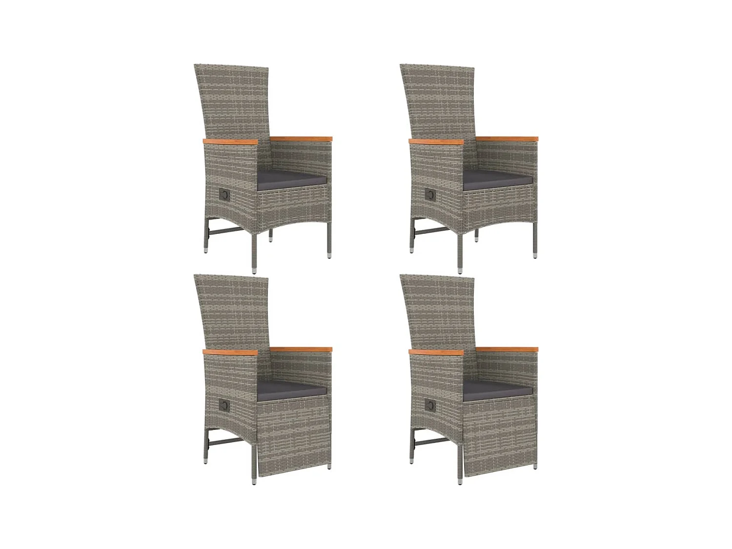 Brunnir  Ensemble à manger de jardin 5 pcs coussins gris résine tressée