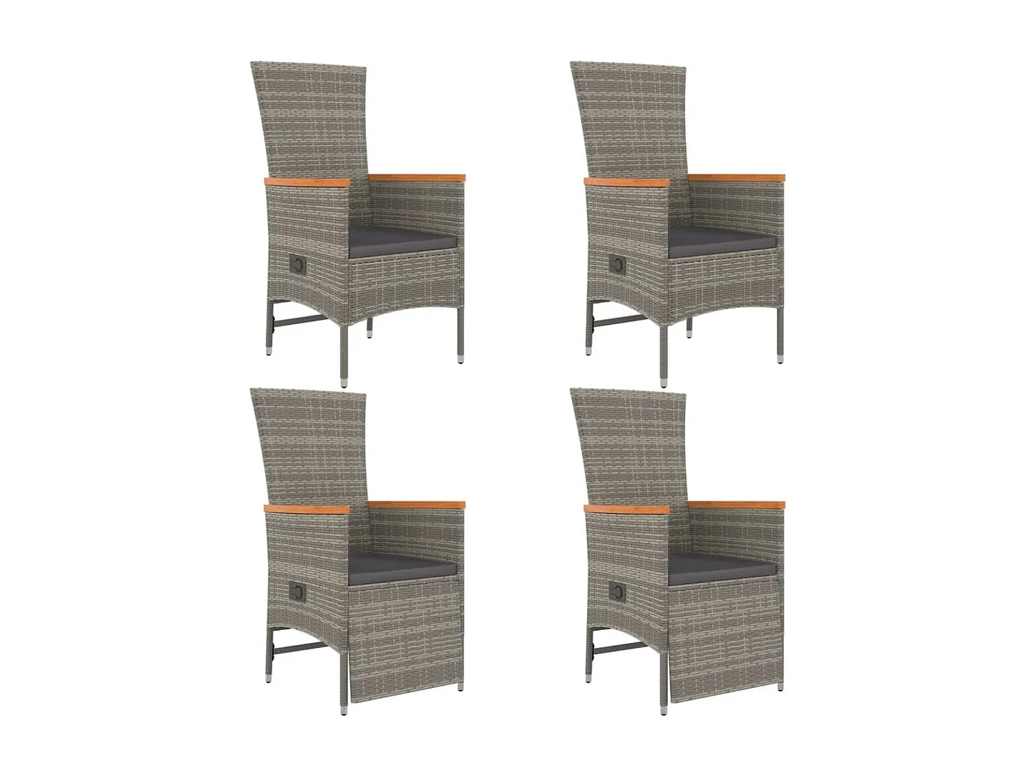 Brunnir  Ensemble à manger de jardin 5 pcs coussins gris résine tressée