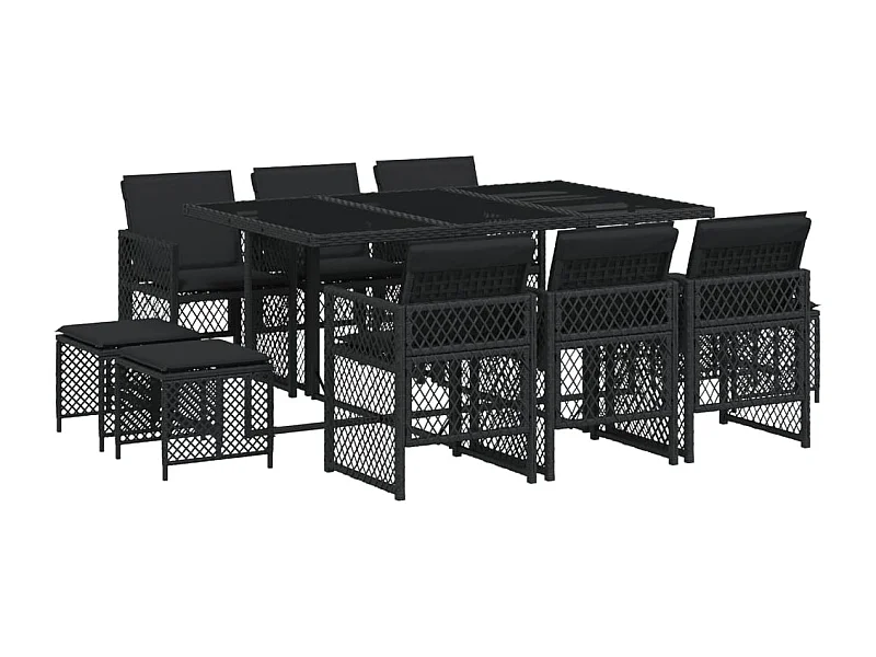 Lubbeek  11-delige Tuinset met kussens poly rattan zwart