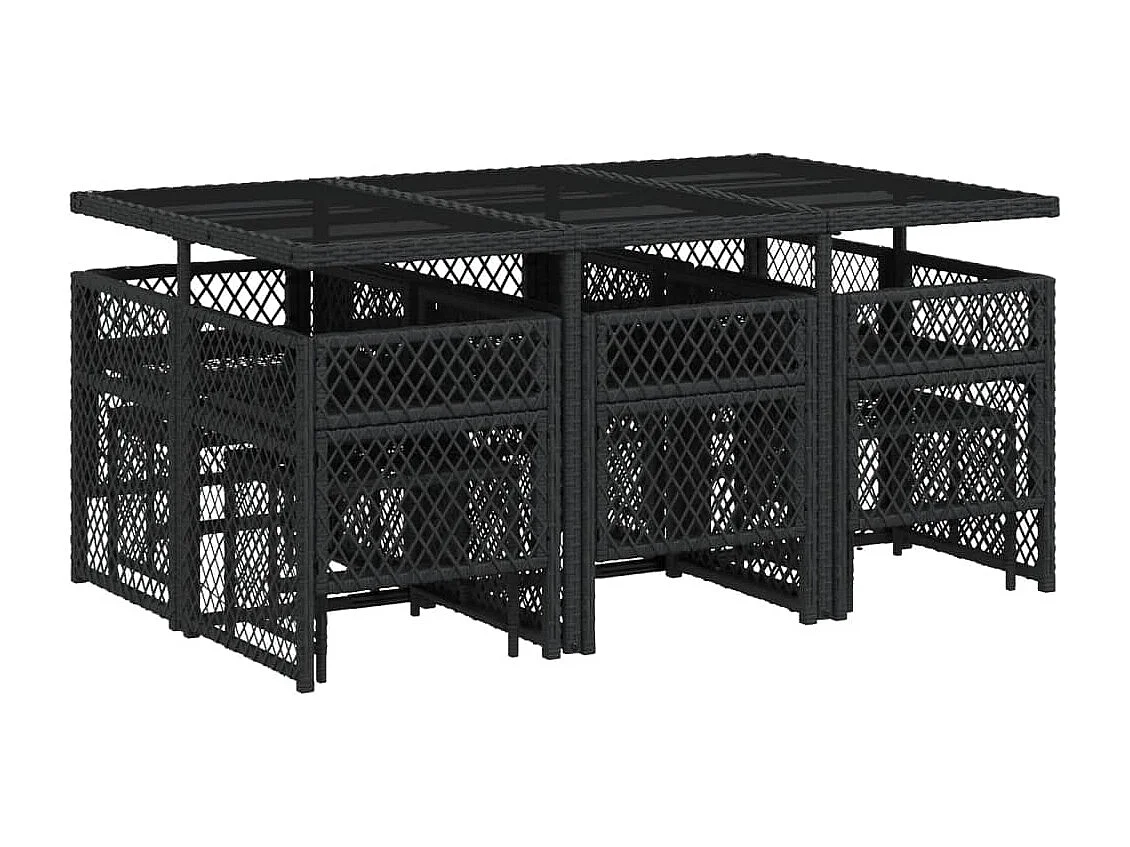 Lubbeek  11-delige Tuinset met kussens poly rattan zwart