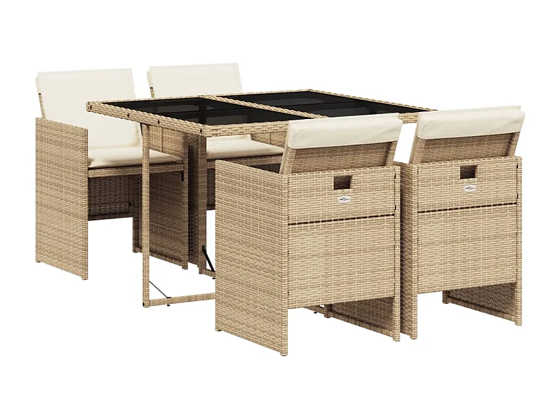 Jesse  5-delige Tuinset met kussens poly rattan beige