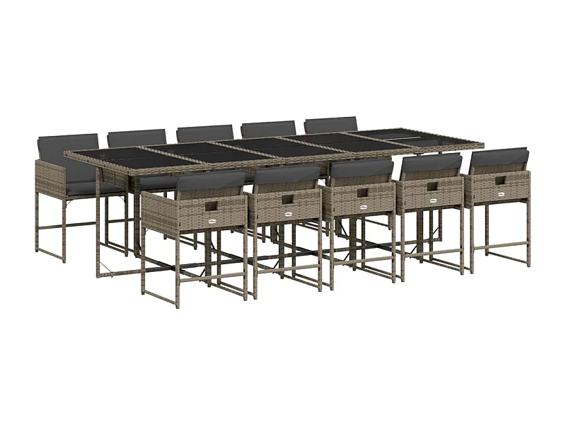 Sener  11-delige Tuinset met kussens poly rattan grijs