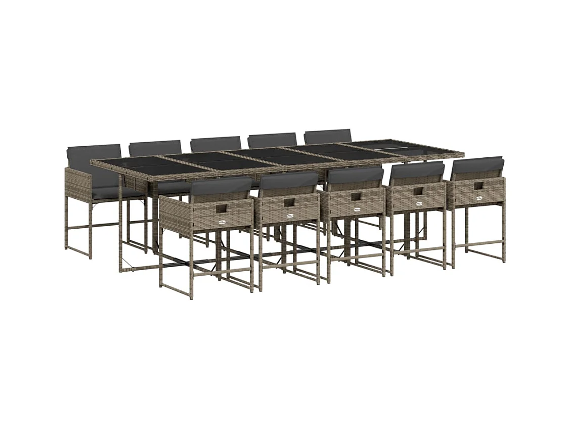 Sener  11-delige Tuinset met kussens poly rattan grijs