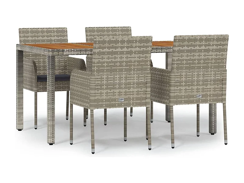 Tyron  5-delige Tuinset met kussens poly rattan grijs