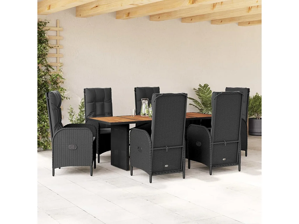 St. Paul  7-delige Tuinset met kussens poly rattan zwart