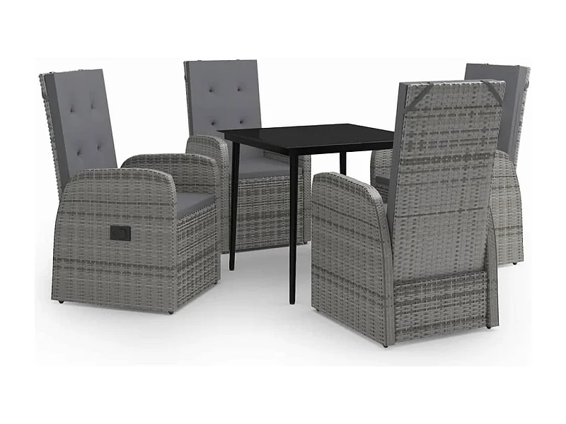 Mirella  5-delige Tuinset met kussens grijs