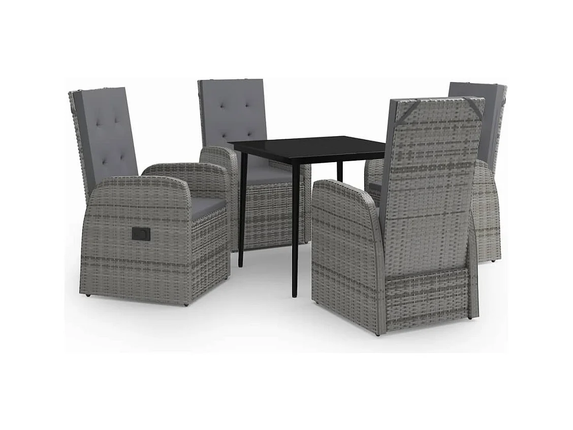 Mirella  5-delige Tuinset met kussens grijs