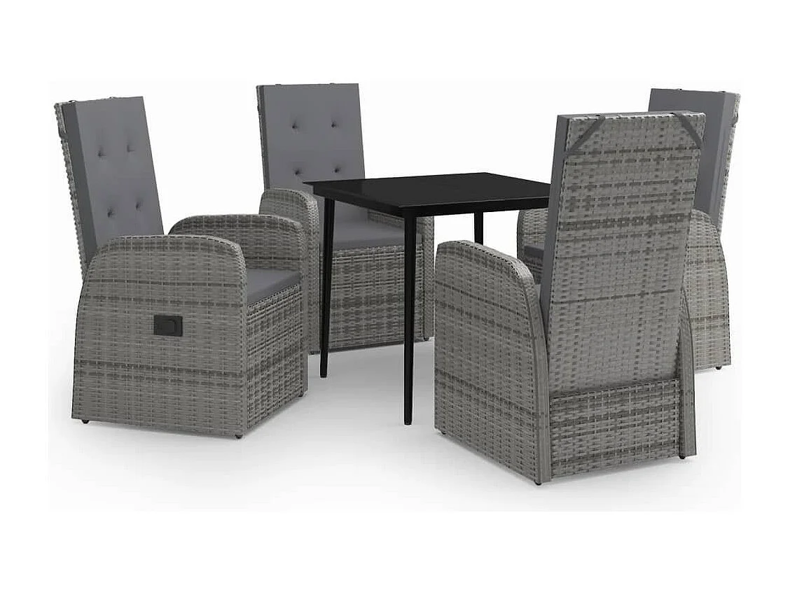 Mirella  Ensemble à manger de jardin avec coussins 5 pcs Gris