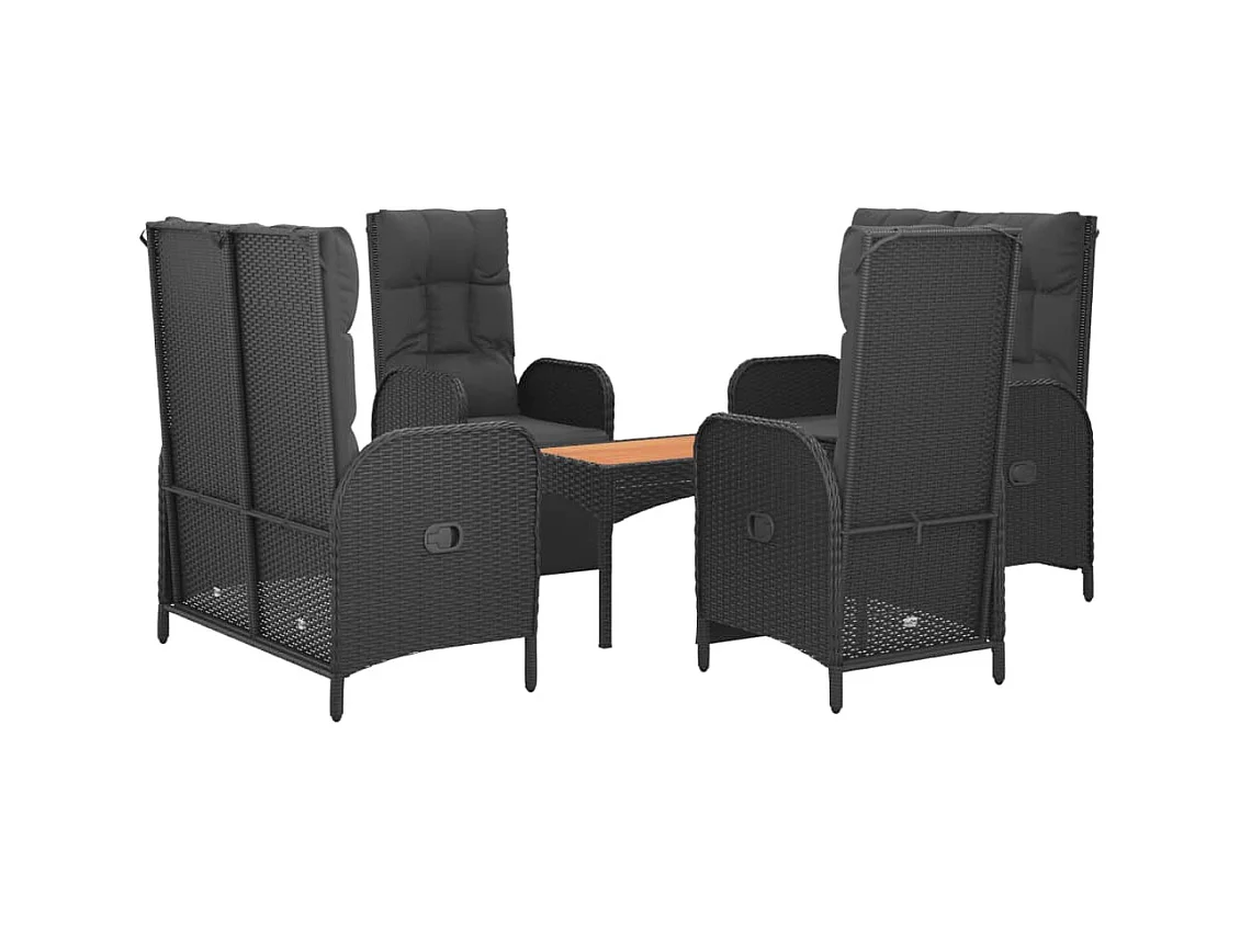 Holbaek  Ensemble à manger de jardin coussins 5pcs Noir Résine tressée