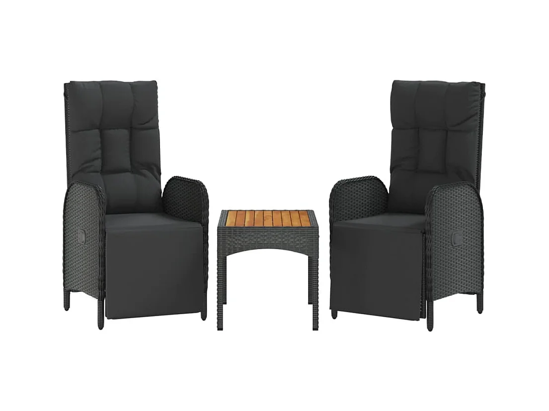 Holbaek  Ensemble à manger de jardin coussins 5pcs Noir Résine tressée