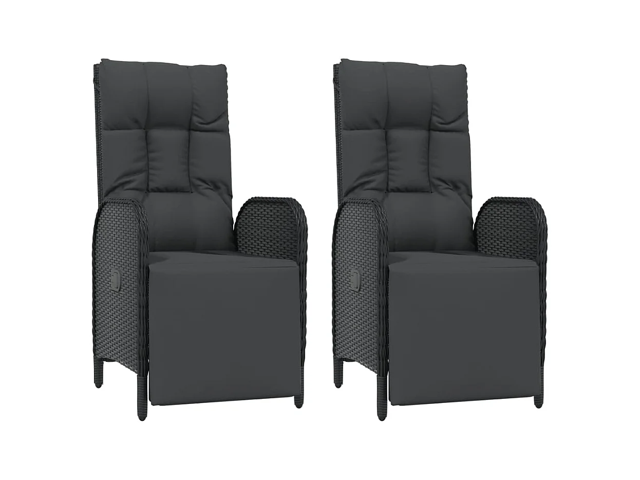 Holbaek  Ensemble à manger de jardin coussins 5pcs Noir Résine tressée