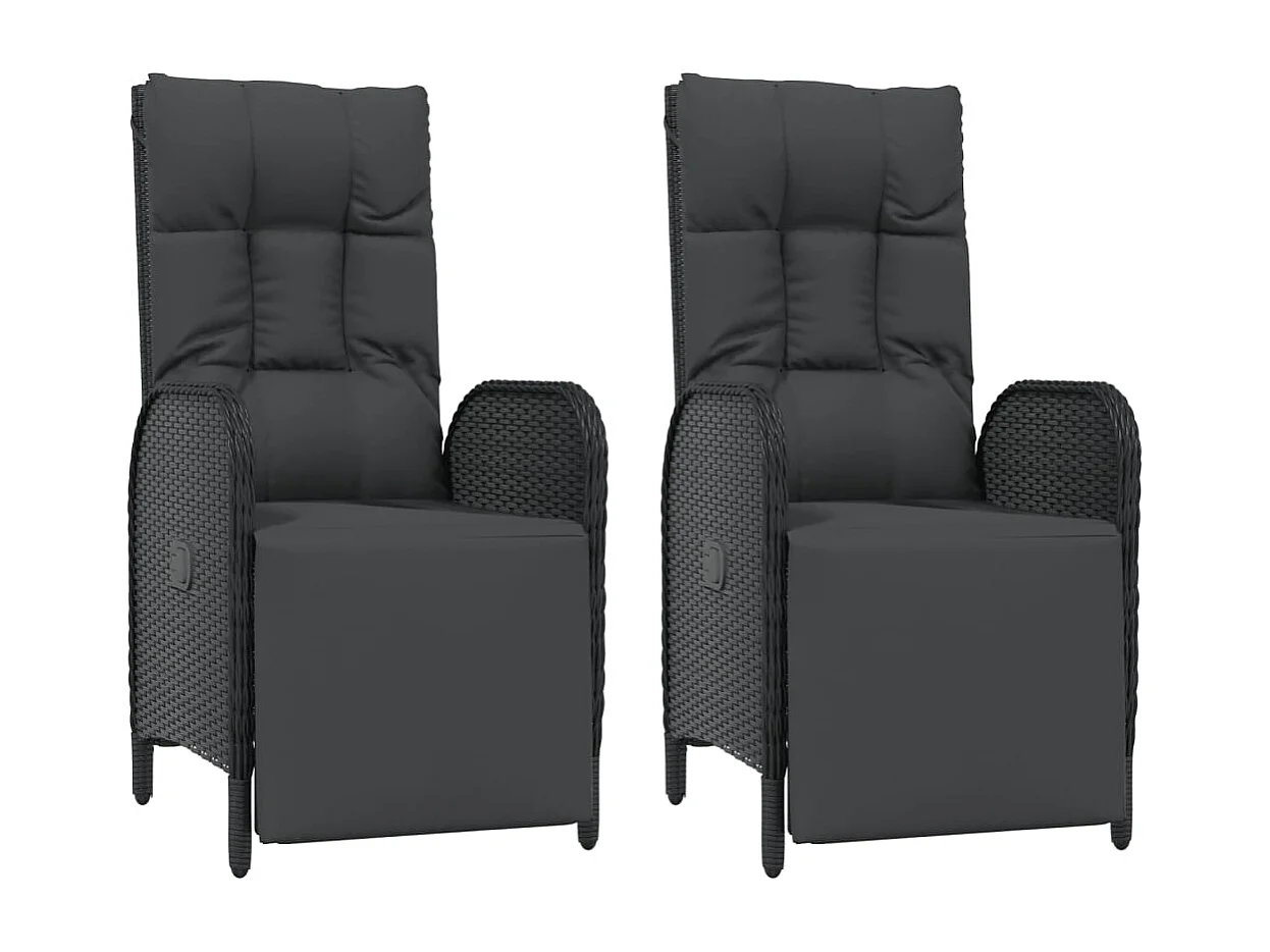 Holbaek  Ensemble à manger de jardin coussins 5pcs Noir Résine tressée