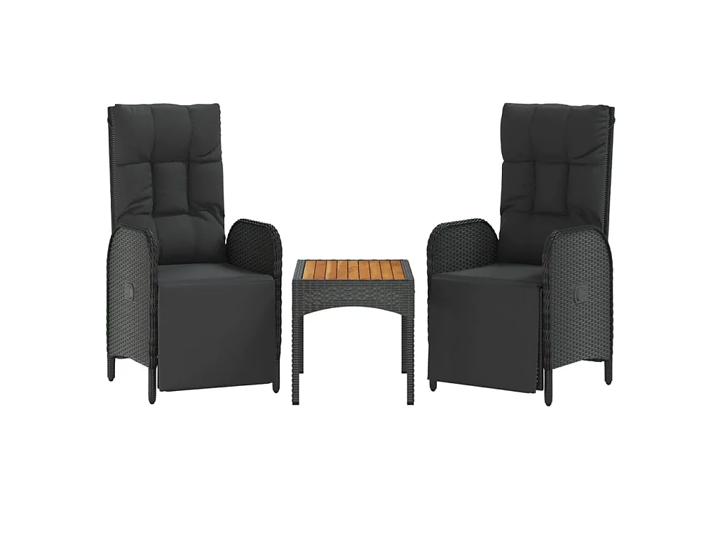 Holbaek  Ensemble à manger de jardin coussins 5pcs Noir Résine tressée
