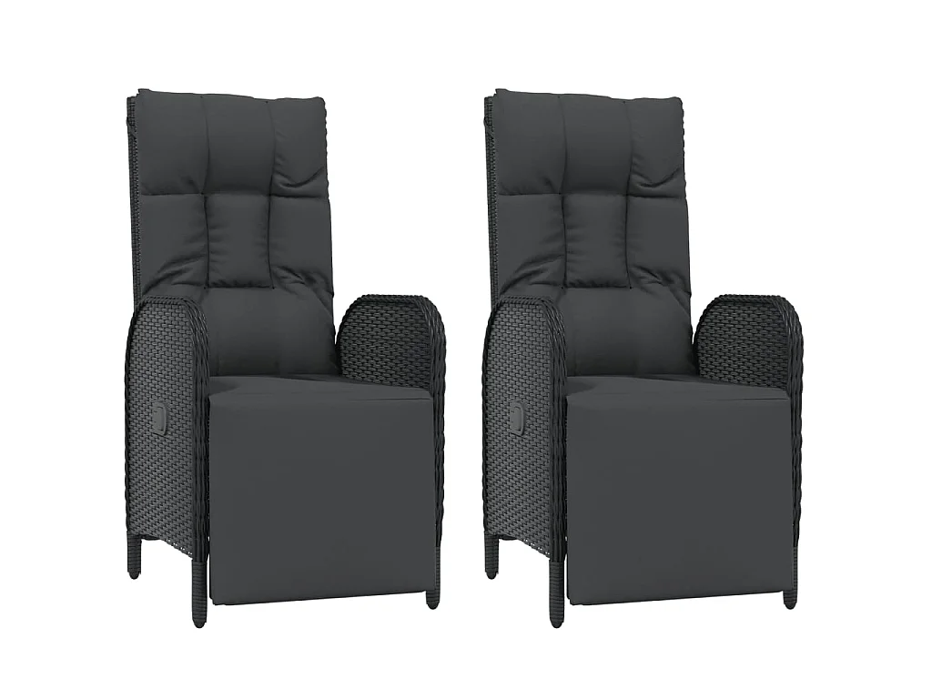 Holbaek  Ensemble à manger de jardin coussins 5pcs Noir Résine tressée