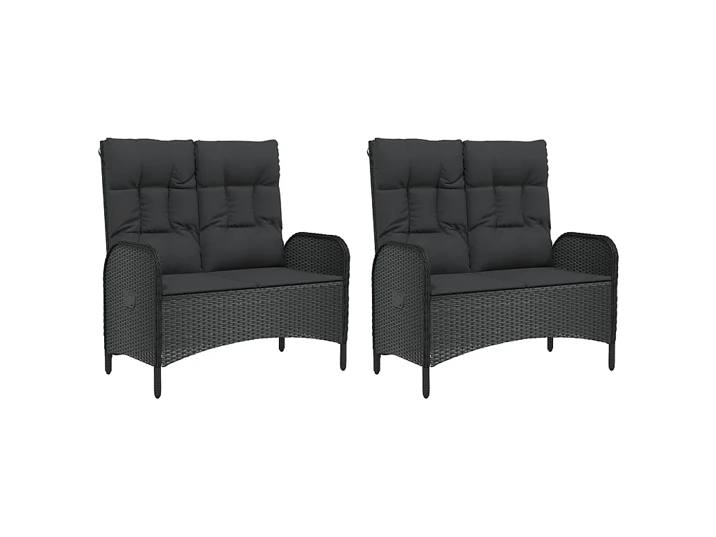 Holbaek  Ensemble à manger de jardin coussins 5pcs Noir Résine tressée