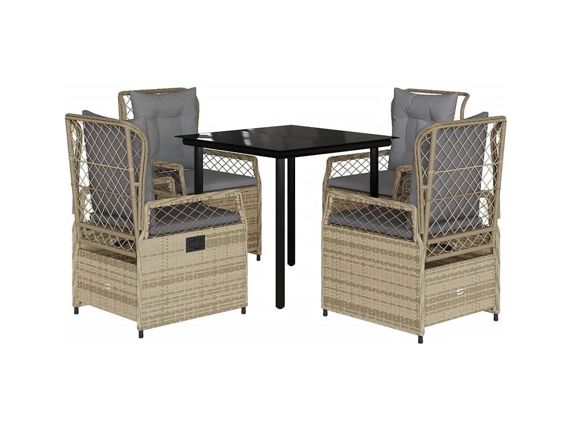 Garden Furniture -  5-delige Tuinset met kussens poly rattan beige