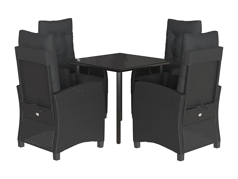 Marie-Fanny  Ensemble à manger de jardin coussins 5pcs Noir Résine tressée