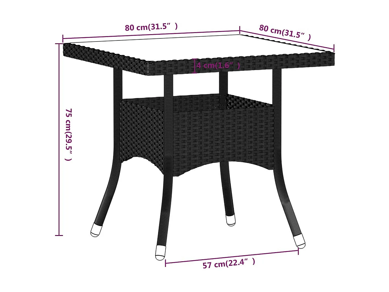 Mila  Set de comedor jardín 5 pzas ratán sintético madera acacia gris