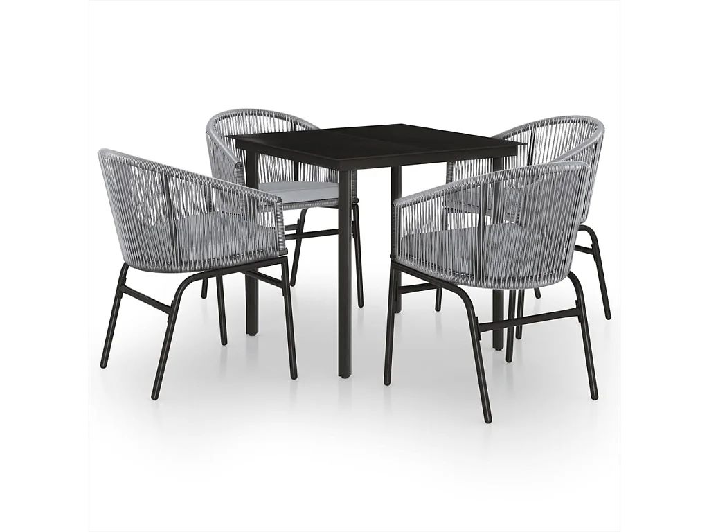 Florentin  Juego de comedor para jardín 5 piezas ratán sintético gris