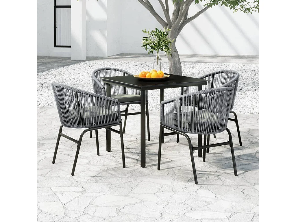 Florentin  Juego de comedor para jardín 5 piezas ratán sintético gris