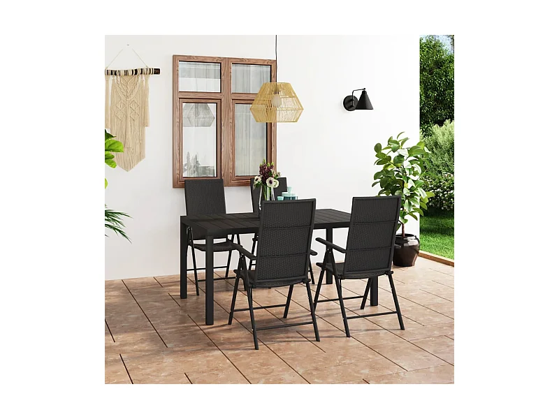 Garden Furniture -  Ensemble à manger de jardin 5 pcs noir