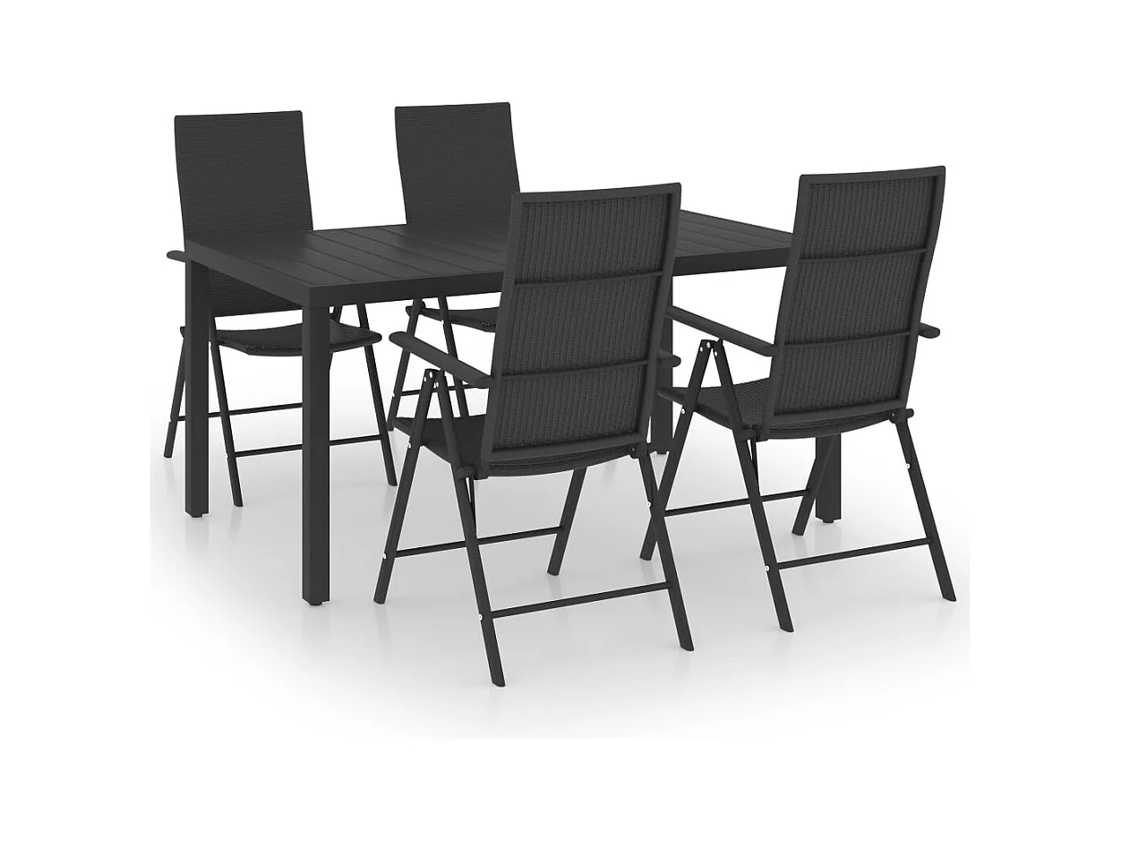 Garden Furniture -  Ensemble à manger de jardin 5 pcs noir
