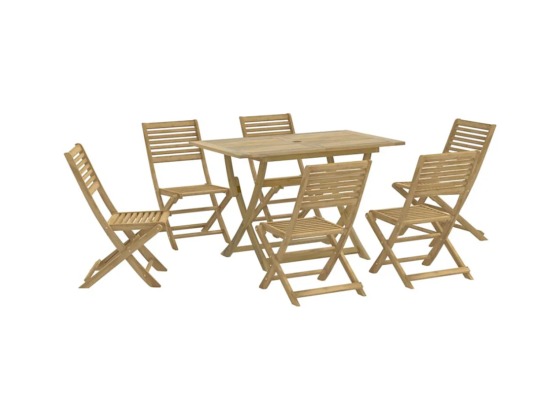 Halmstad  Juego de comedor para jardín 7 piezas madera maciza acacia