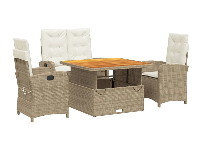 Gorham  Ensemble à manger de jardin coussins 4 pcs beige résine tressée