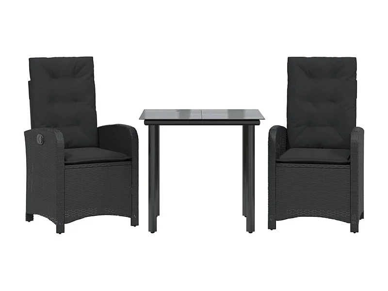 Necdet  Ensemble à manger de jardin avec coussins 3 pcs Noir