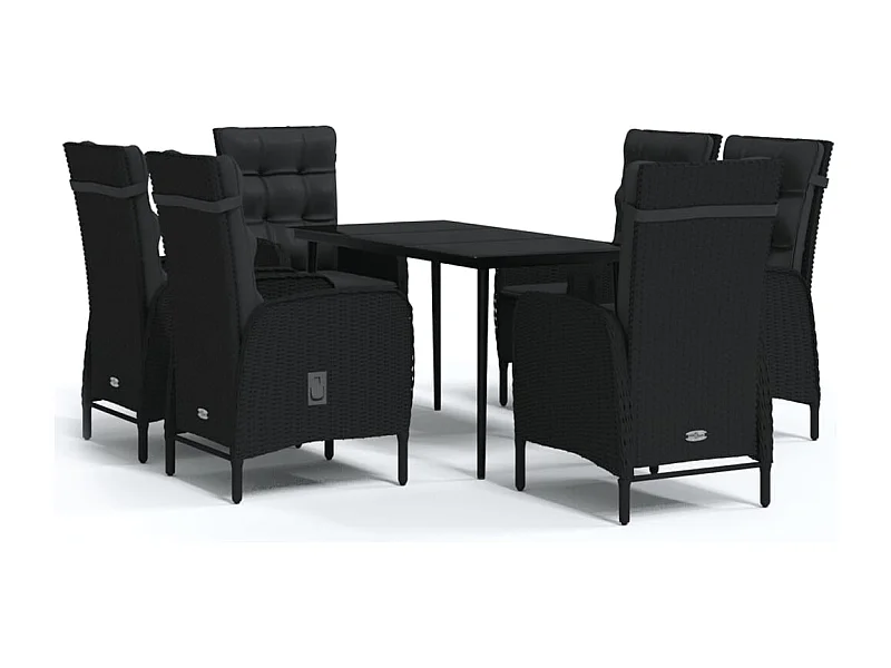 Vernon  Juego de comedor de jardín 7 piezas con cojines negro