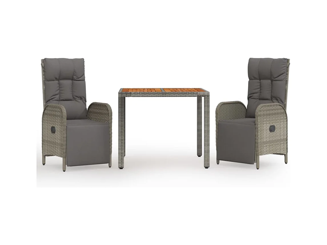 Addison  Ensemble à manger de jardin 3 pcs coussins gris résine tressée