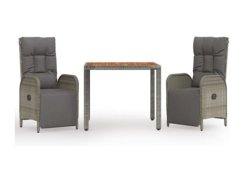 Addison  Ensemble à manger de jardin 3 pcs coussins gris résine tressée