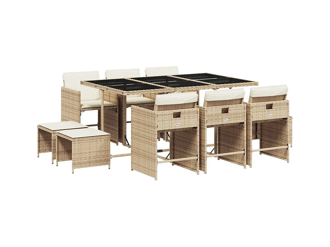 Enfield  11-delige Tuinset met kussens poly rattan beige