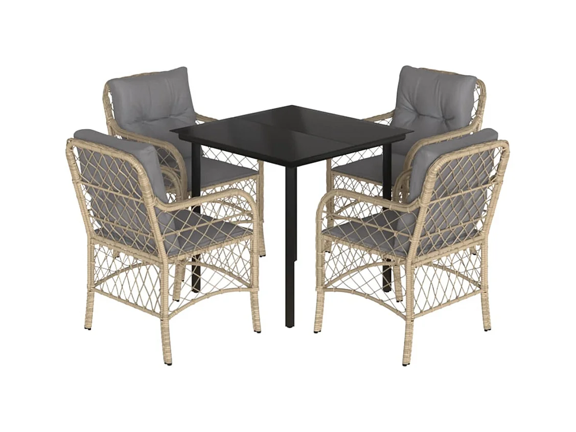 Faith Nicole  5-delige Tuinset met kussens poly rattan gemengd beige