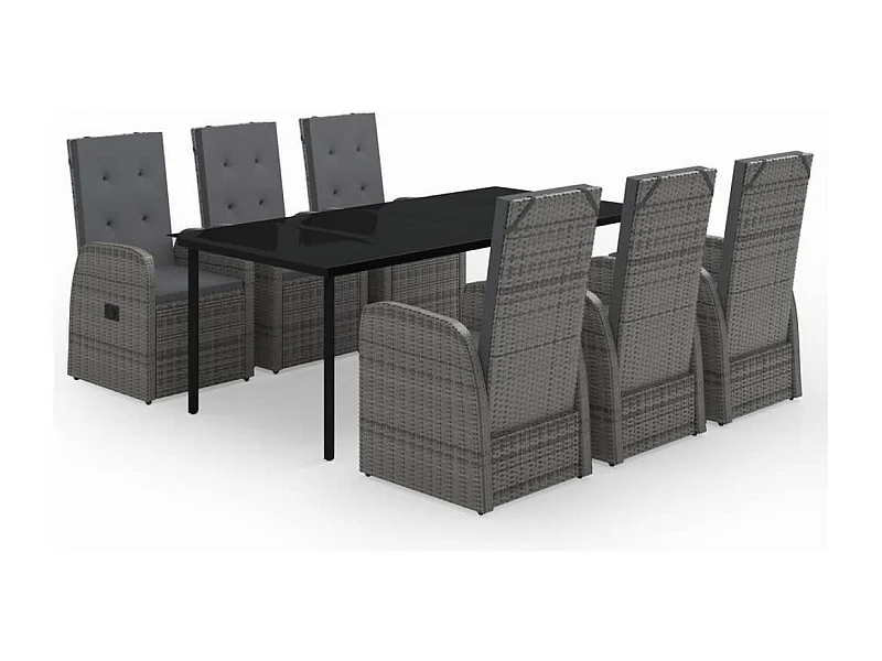 Batur  7-delige Tuinset met kussens grijs